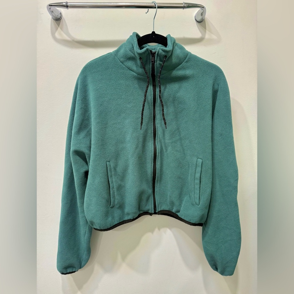 Blue-green Zip-Up Fleece Jacket